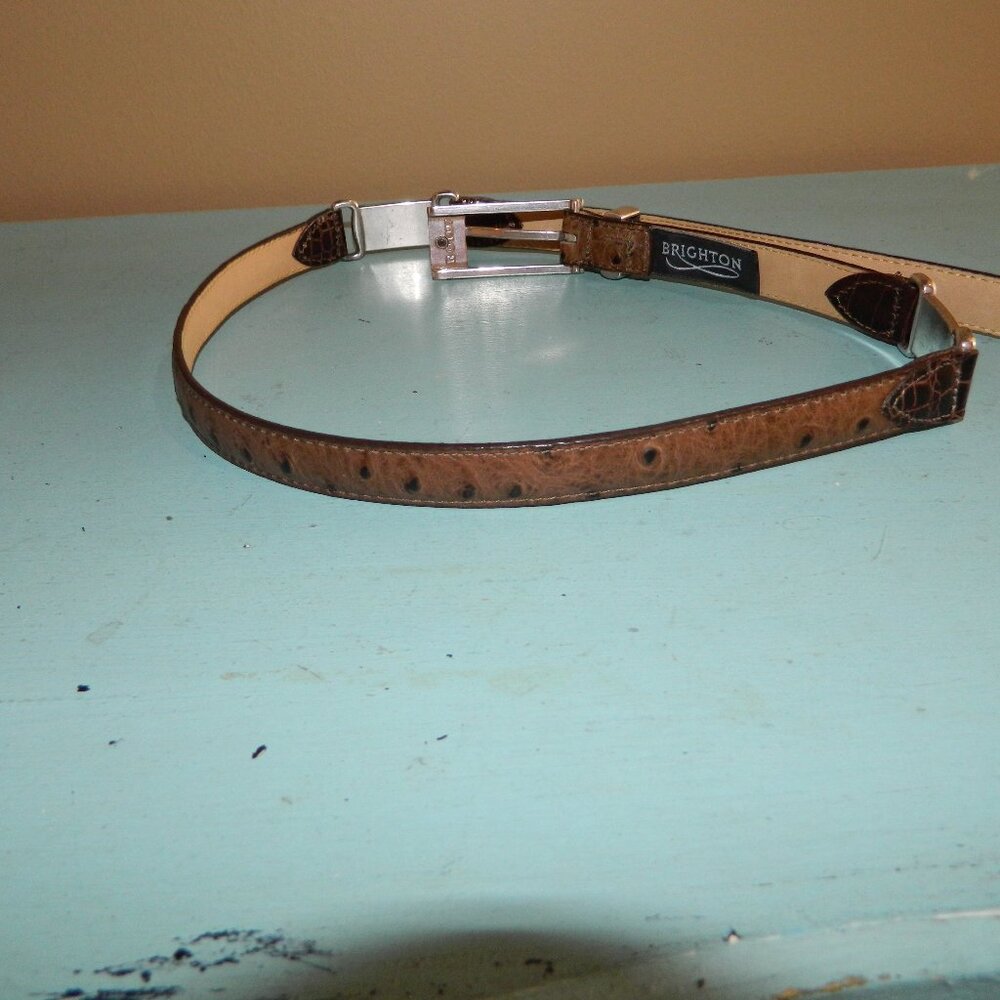 VTG BRIGHTON Ostrich Egg-Embossed Leather Belt C6408 Size ML/32 (B-12)